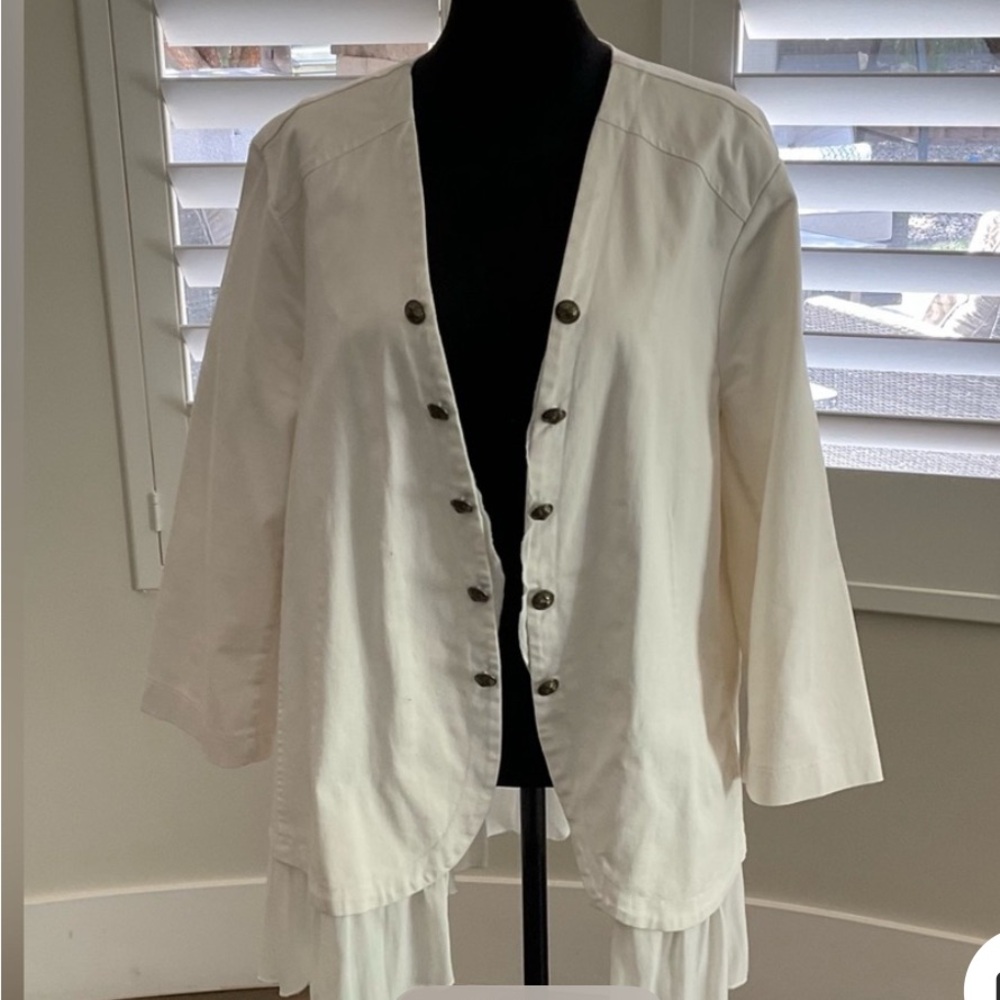 Torrid Cream Peplum Blazer with Structured Shoulders Bohemian Sheek